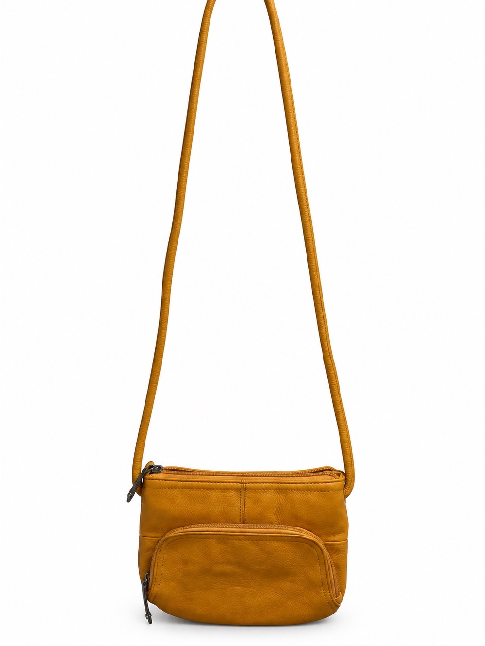 Tignanello Mustard Yellow Leather Crossbody Bag Small Organizer Purse
